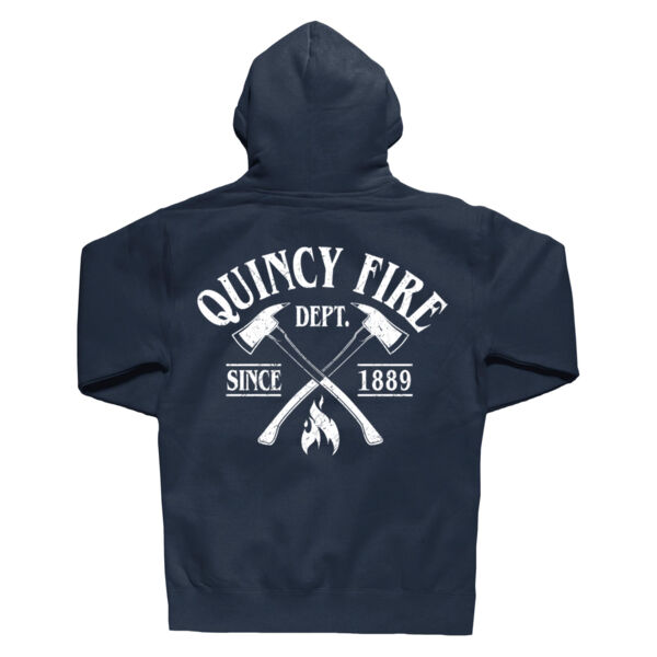 QUINCY FIRE - AXES - FIREFIGHTER - HEAVYWEIGHT HOODIE - NAVY - SHUE3W Thumbnail