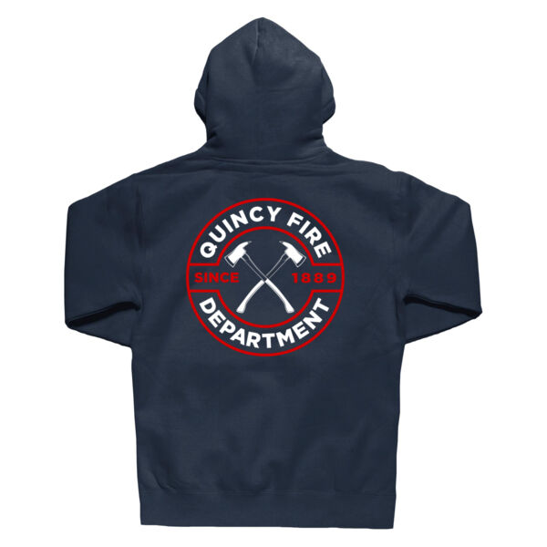 QUINCY FIRE - BADGE - FIREFIGHTER - HEAVYWEIGHT HOODIE - NAVY - RBA4GM Thumbnail