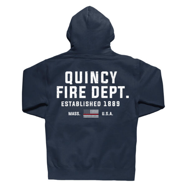 QUINCY FIRE - THIN RED LINE - FIREFIGHTER - HEAVYWEIGHT HOODIE - NAVY - GPTQB3 Thumbnail